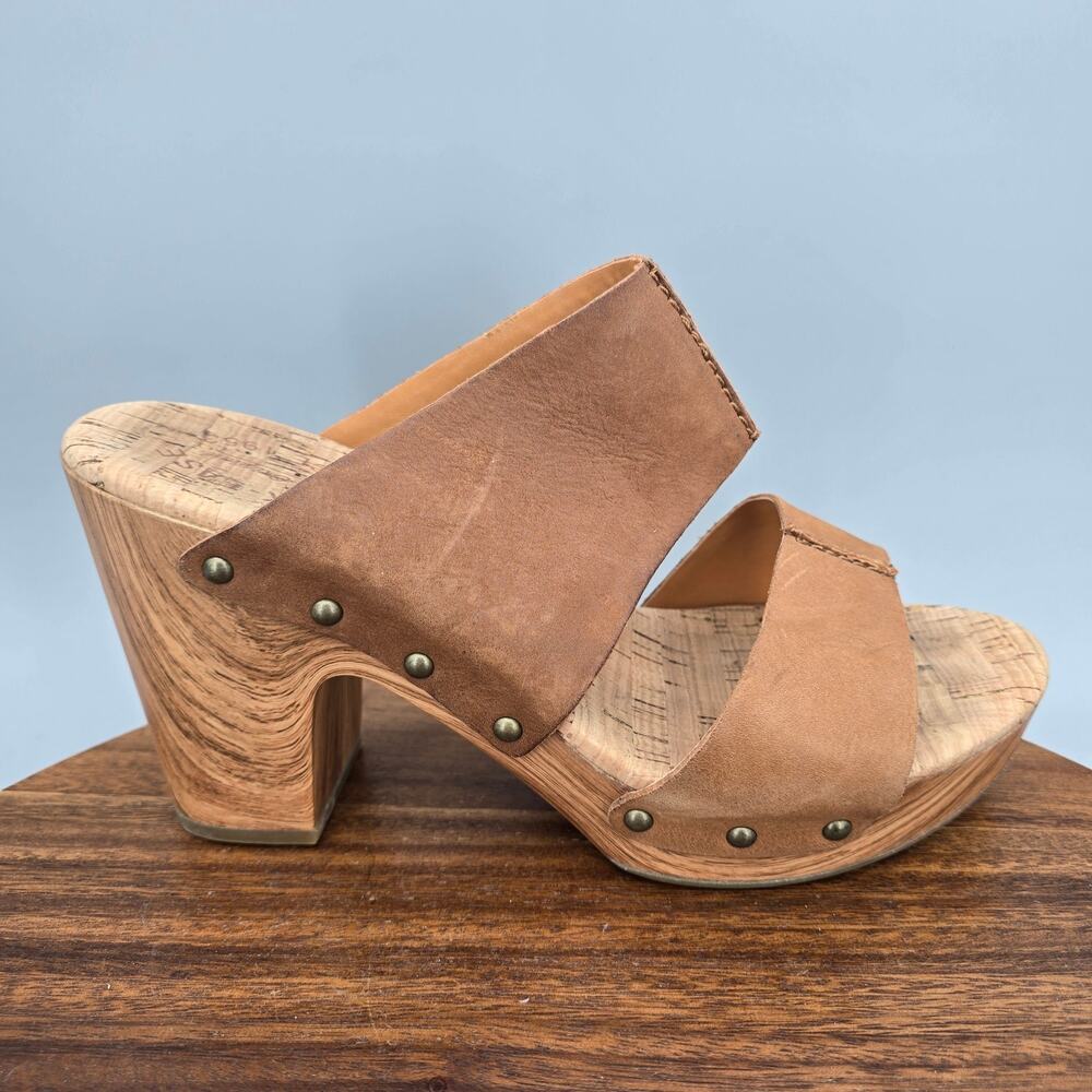 Kork-Ease Darra Sandals Womens 9 M Tan Leather Studded Block Heeled Platform